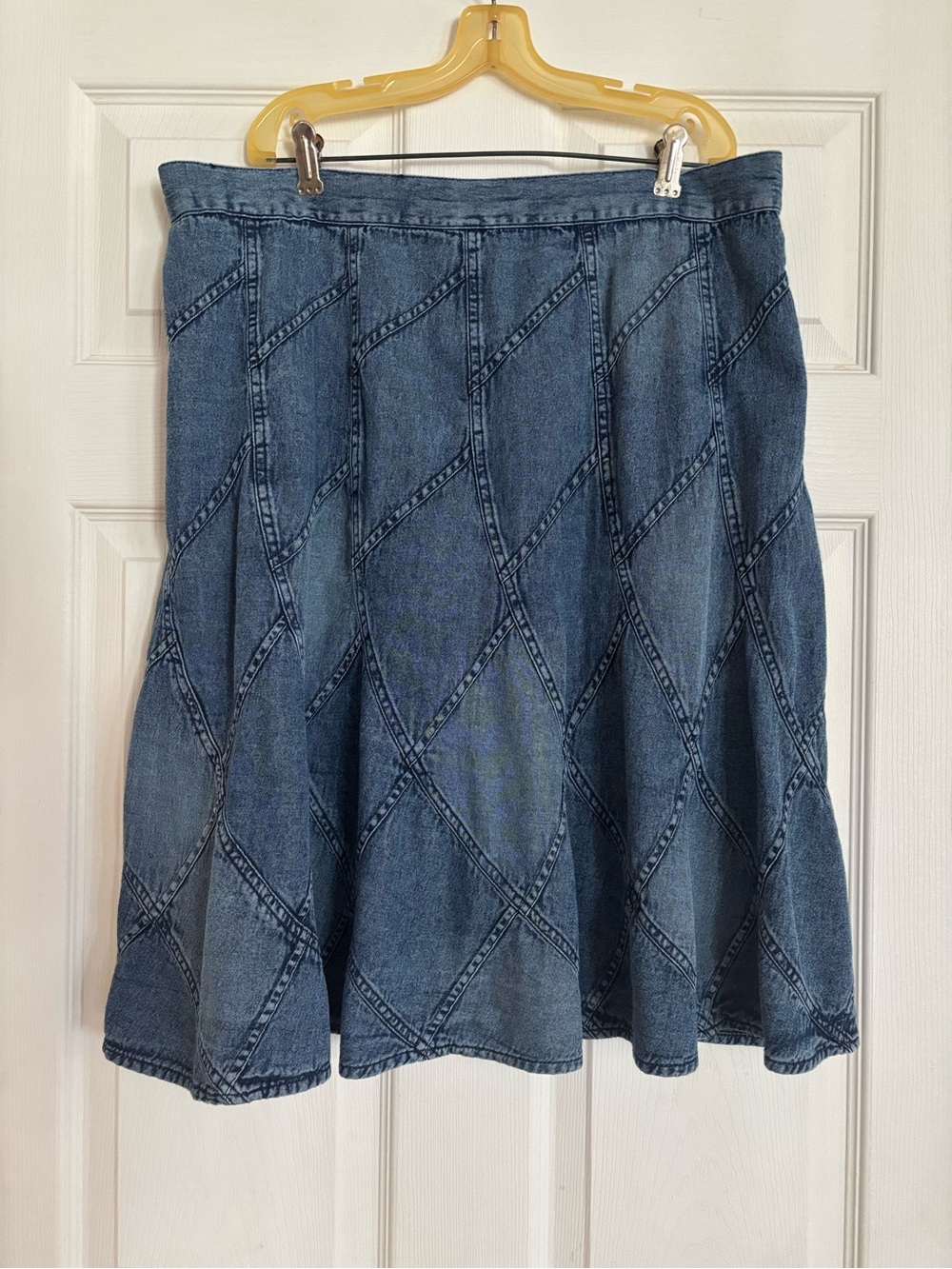 VINTAGE! Studio West Diamond Patchwork Denim Skirt - Plus Size